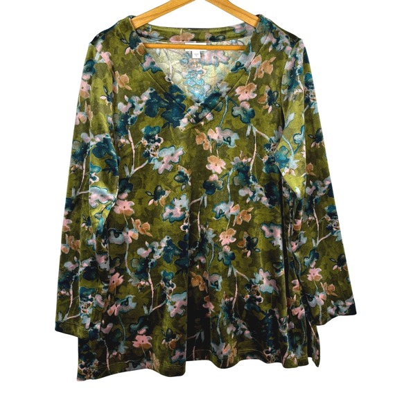 Pure Jill Tops - Pure Jill Velvet V Neck Long Sleeve Tunic Top‎ Women Size M Boho Forest Fairy